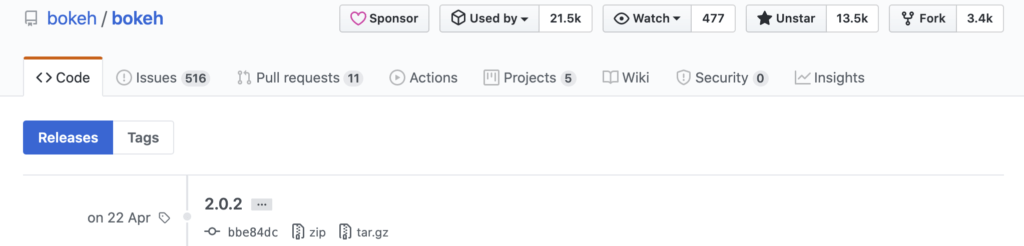 Bokeh GitHub 星星數與維護狀態確認